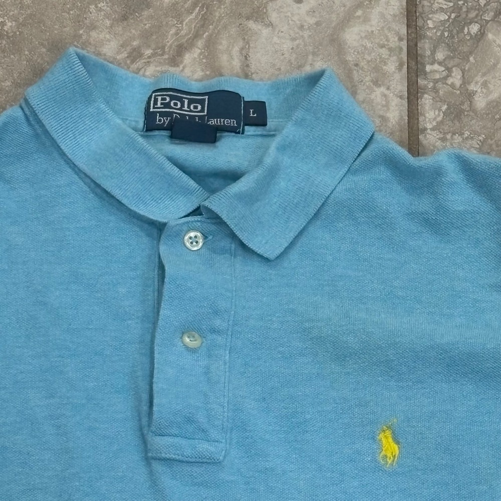 Polo Ralph Lauren Mens Large Light Blue Short Sleeve Pony Logo Polo Shirt L